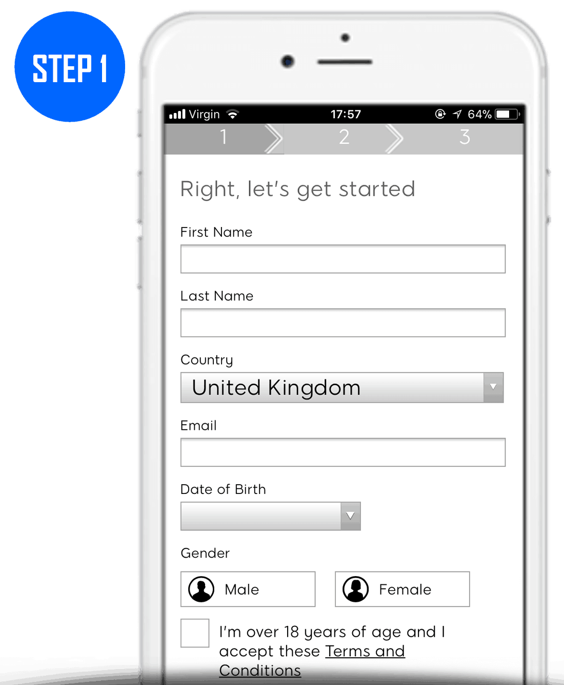 888Sport Sign Up Process Step 1